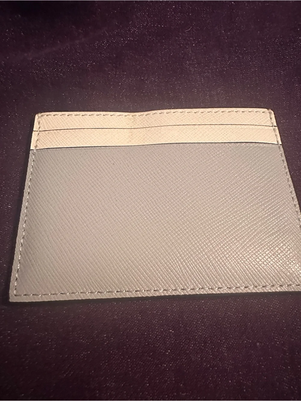 kate spade Light Gray and Cream Leather Card Case